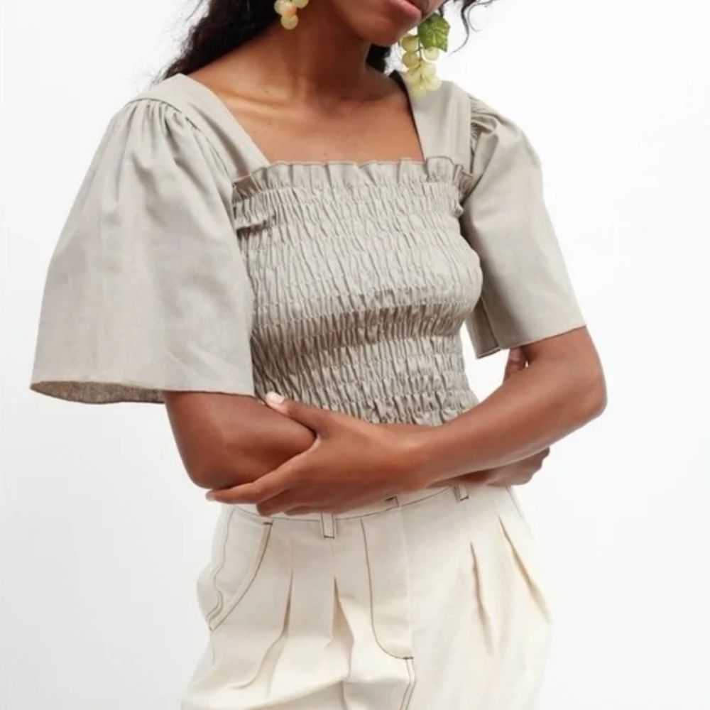 LISA SAYS GAH Toni Top in Putty Linen sz L